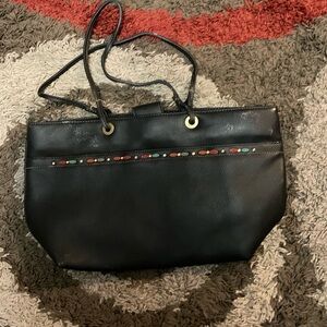 Liz Claiborne women’s Y2K Black leather beaded Shoulder Bag